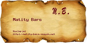 Matity Bars névjegykártya